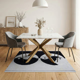 Black and White Geometric Modern Yin-Yang Black White Geometric Area Rug