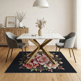 Ornate Pink Peony Floral Area Rug