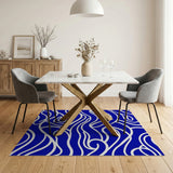 Abstract Area Blue and Teal Navy Blue Abstract Wave Area Rug