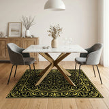 Opulent Gold Ornate Area Rug