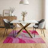 Vibrant Pink Curve Abstract Area Rug