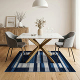 Geometric Modern Navy Blue Geometric Abstract Area Rug