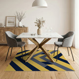 Yellow Navy Grey Chevron Stripe Area Rug