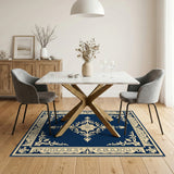 Floral Vintage Navy Blue Floral Vintage Area Rug