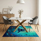 ODIKA Great White Shark Underwater World Washable Area Rug - Non-Slip Low Pile Kids Room Carpet