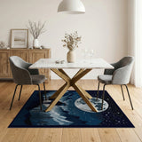Wolf Howling at Full Moon Mountain Rug