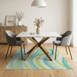 Mint Teal Wavy Abstract Area Rug