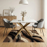 Abstract Brown Swirl Washable Area Rug
