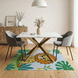 Cute Cartoon Lion Jungle Kids Area Rug