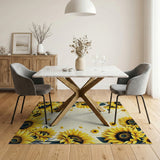ODIKA Vintage Sunflower Floral Washable Area Rug - Low Pile Non-Slip Indoor Carpet