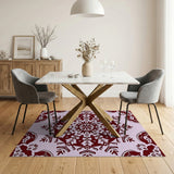 Ornate Pink Maroon Mandala Rug