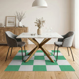 Mint Green Textured Checkered Area Rug