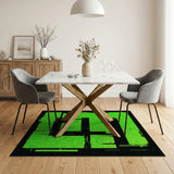 Neon Green Glitch E Circuit Area Rug