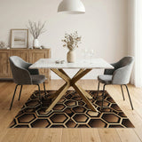 3D Hexagon Brown Geometric Area Rug