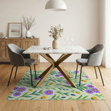 Purple Daisy Yellow Wildflower Floral Area Rug
