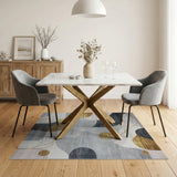 Luxe Gold Accent Abstract Grey Area Rug