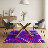 Swirling Blue Pink Abstract Area Rug