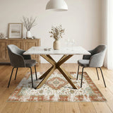 Distressed Persian Medallion Area Rug