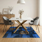 Modern Blue Teal Geometric Abstract Area Rug