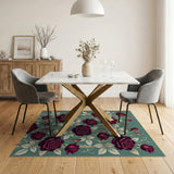 Burgundy Rose Trellis Climbing Area Rug