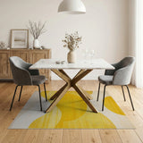 Yellow Sun Wave Geometric Area Rug