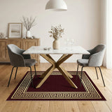 Red Gold Greek Key Border Area Rug