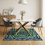 Intricate Green Persian Star Medallion Rug
