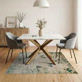 Vintage Teal Butterfly Rose Area Rug