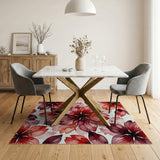 Red Watercolor Peony Area Rug