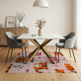 Cute Cartoon Tiger Cubs Pink Area Rug