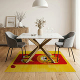 Adorable Cartoon Lion Kids Area Rug in Yellow Red