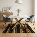 Brown Tan Rustic Farmhouse Landscape Rug