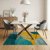 Teal Sunny Yellow Modern Wave Area Rug