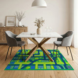 Vibrant Green Road Map Kids Play Rug
