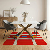Bold Red Blue Yellow Geometric Area Rug