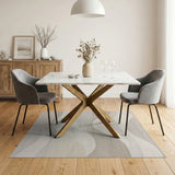 ODIKA Washable Abstract Wave Area Rug - Low Pile, Non-Slip, Neutral Modern Decor