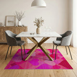Pink Hearts Geometric Area Rug
