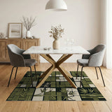 Green Bamboo Geometric Woven Area Rug