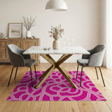 Vibrant Pink Swirl Dots Abstract Area Rug