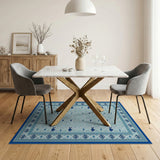 Teal Fish Motif Coastal Area Rug