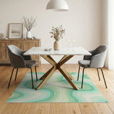 Teal Green Fluid Wave Abstract Area Rug
