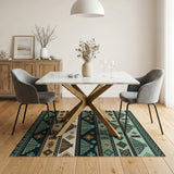 Teal Aztec Pyramid Heritage Tribal Rug