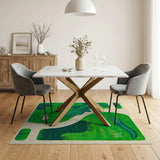 Green Playful Green Crocodile Cartoon Area Rug