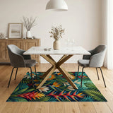 Vibrant Tropical Floral Jungle Area Rug