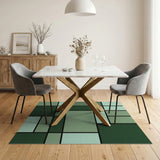 Serene Green Geometric Abstract Rug