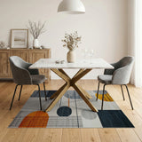 Modern Geometric Abstract Grey Rug