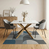 Modern Teal Grey Geometric Area Rug