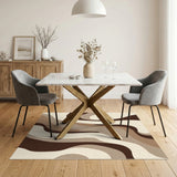 Abstract Area Wavy Brown Abstract Area Rug