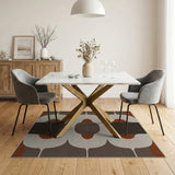 Geometric Modern Oval Area Rug in Brown Terracotta