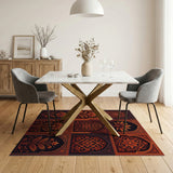 Red Mughal Arch Palm Area Rug